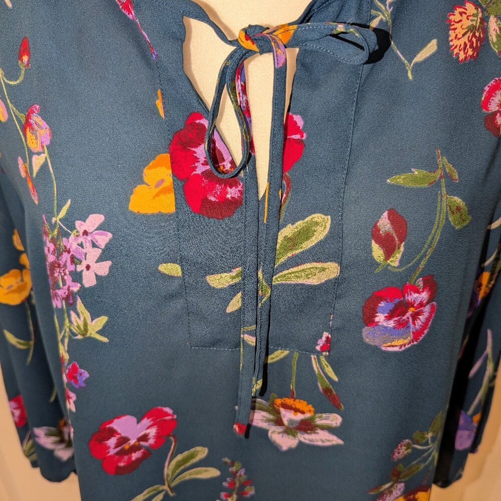 West Kei Teal Floral Blouse